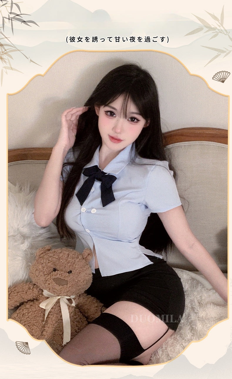 A36 Sexy policewoman role play students tight uniform seduction OL teacher sexy underwear