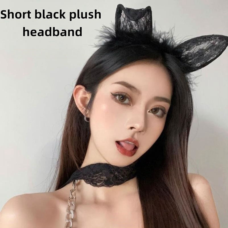 A88 Sexy lace feather Rabbit Ears Headband Activity Dress up cat ears headband